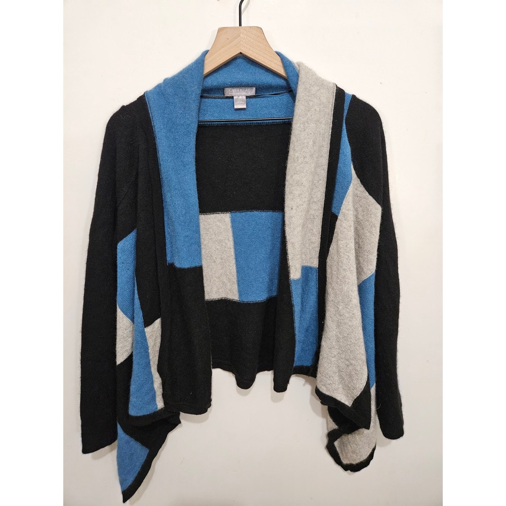 Cashmere by Charter Club M 100% Cashmere Colorblock Waterfall Cardigan 2 Ply